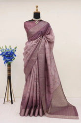 Handloom Silk Peach Pashmina Digital Print Saree With Unstiched Blouse Piece-MWPK-293-PEACH